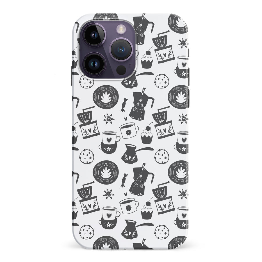 iPhone 15 Pro Coffee Stuff Phone Case in Black/White