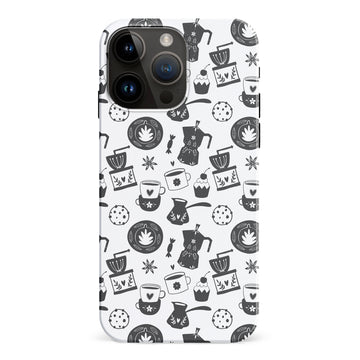 iPhone 15 Pro Max Coffee Stuff Phone Case in Black/White