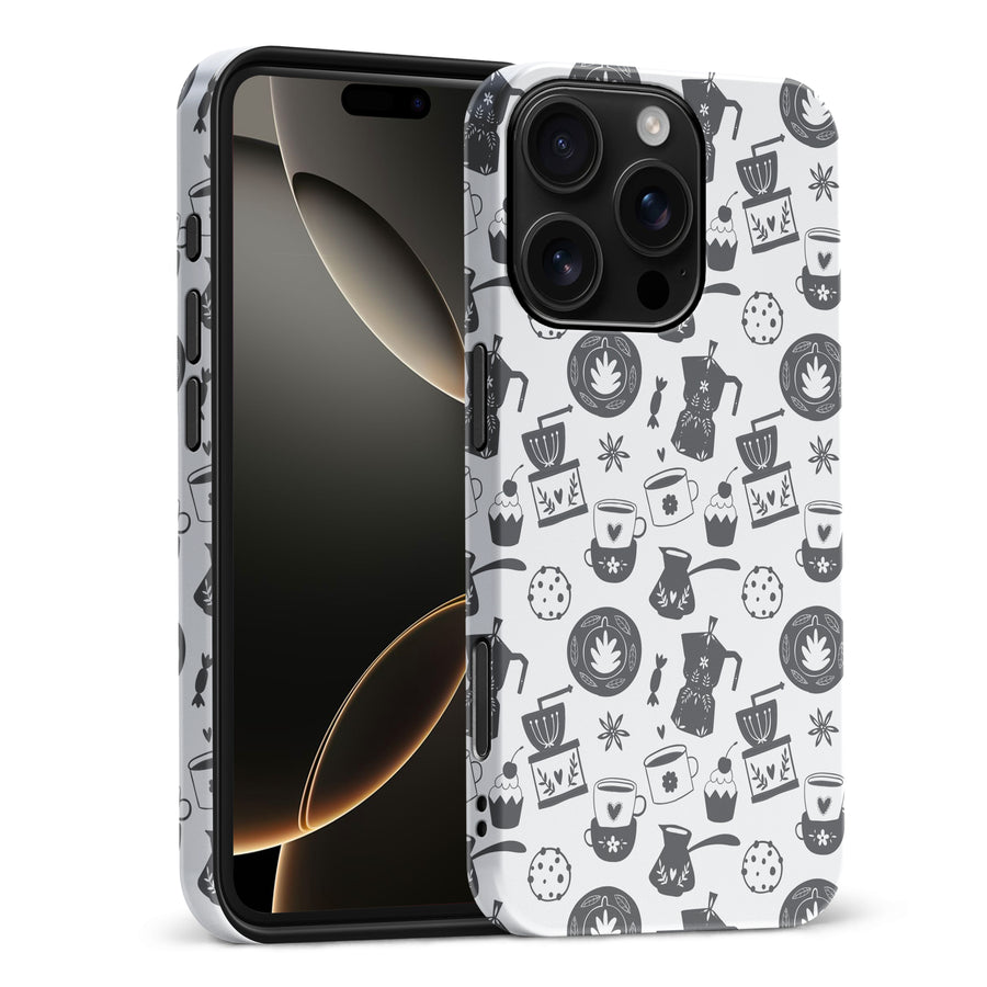 iPhone 16 Pro Max Coffee Stuff Phone Case in Black/White