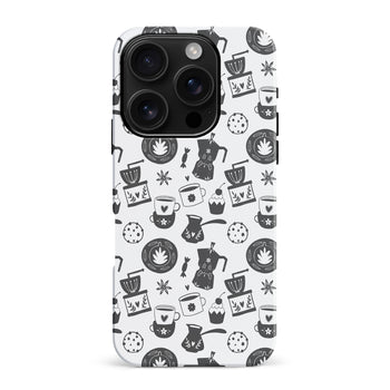iPhone 16 Pro Max Coffee Stuff Phone Case in Black/White
