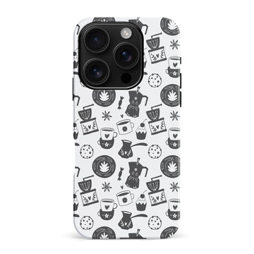 iPhone 16 Pro Max Coffee Stuff Phone Case in Black/White