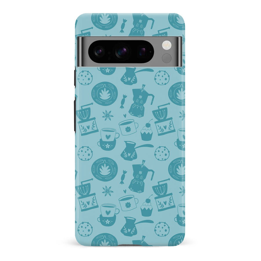Google Pixel 8 Pro Coffee Stuff Phone Case in Cyan