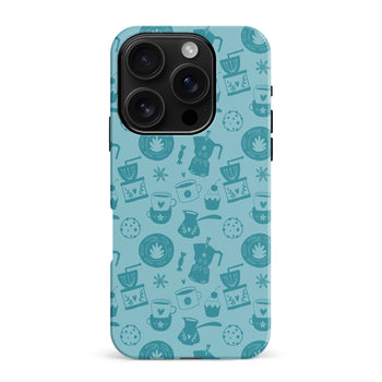 iPhone 16 Pro Max Coffee Stuff Phone Case in Cyan