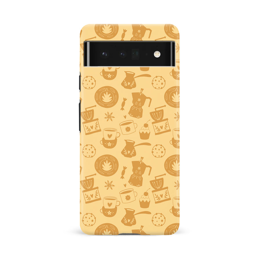 Google Pixel 6A Coffee Stuff Phone Case in Yellow