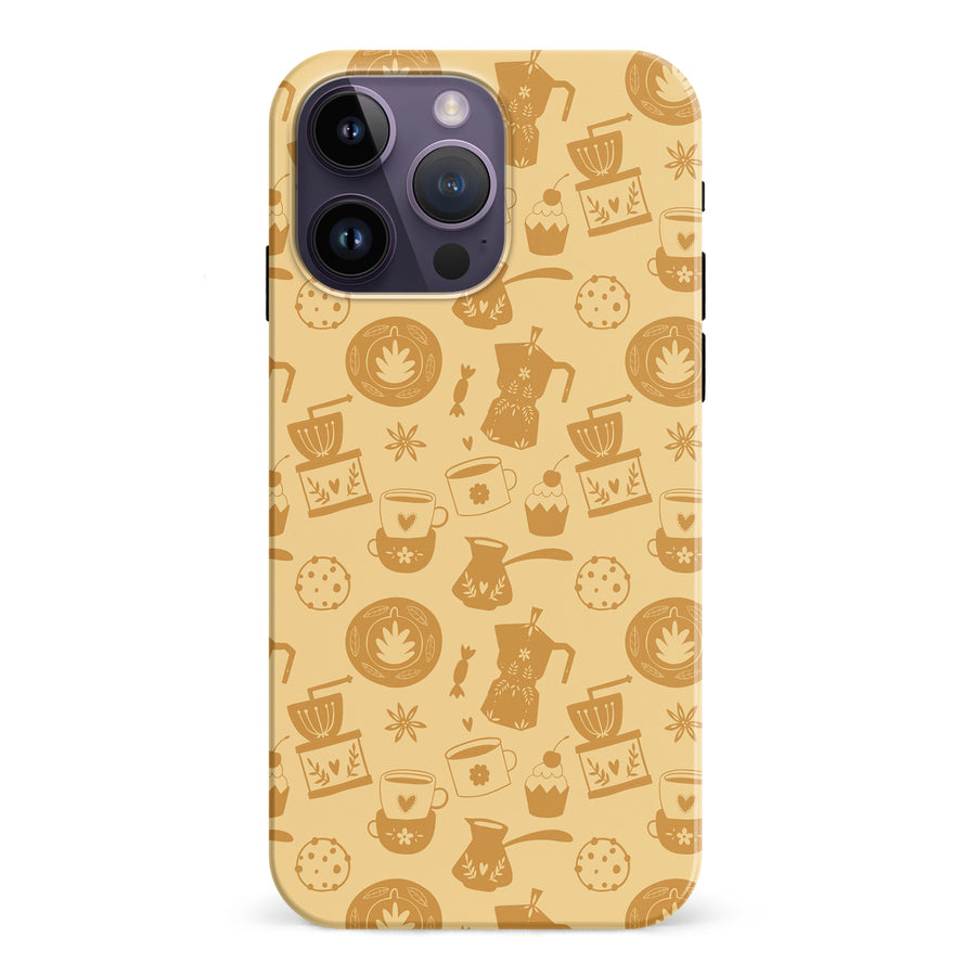 iPhone 15 Pro Coffee Stuff Phone Case in Yellow