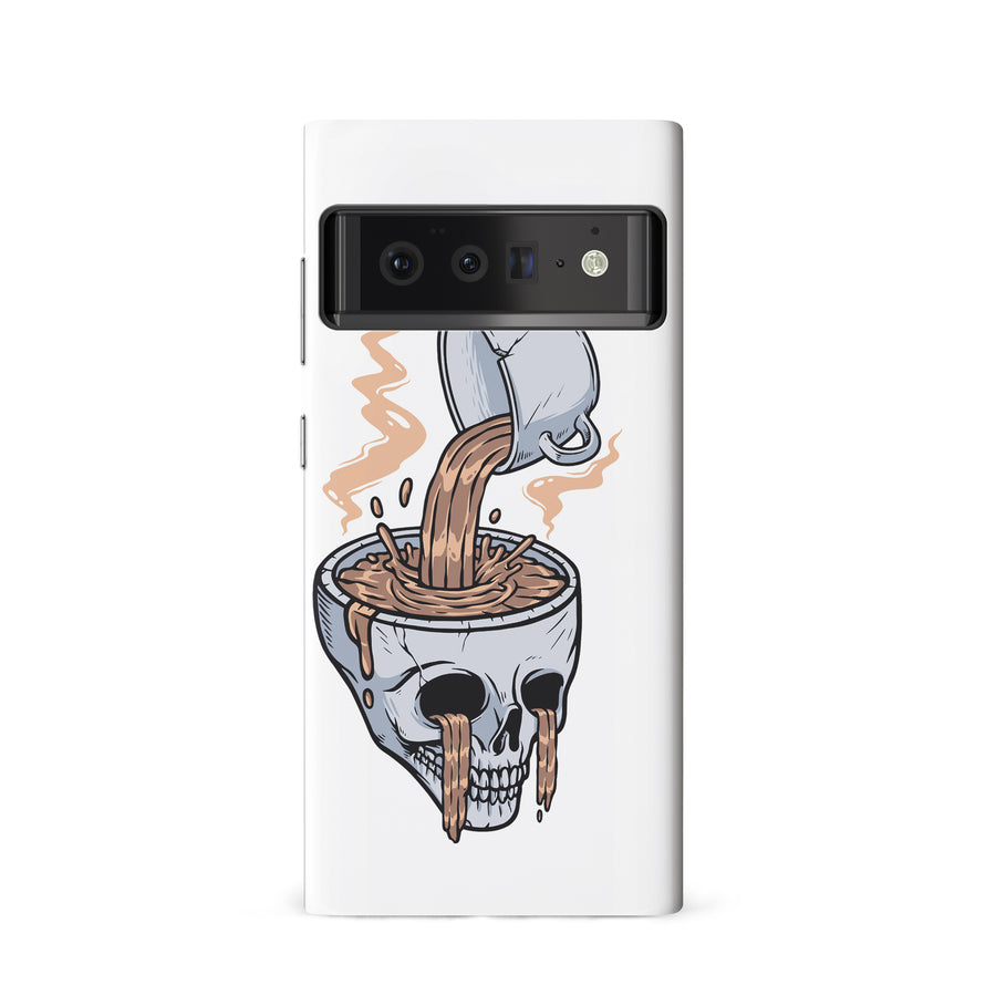 Google Pixel 6 Coffee Goes Straight to Your Head Phone Case in White