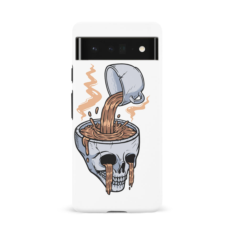 Google Pixel 6A Coffee Goes Straight to Your Head Phone Case in White