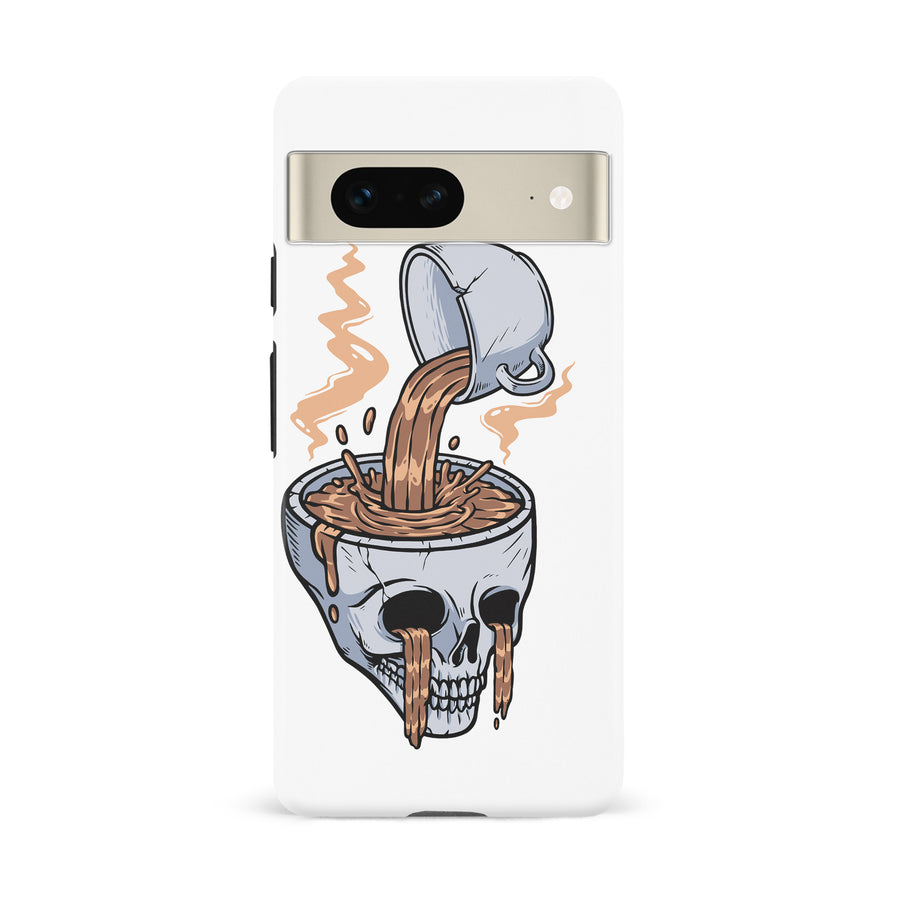 Google Pixel 7 Coffee Goes Straight to Your Head Phone Case in White