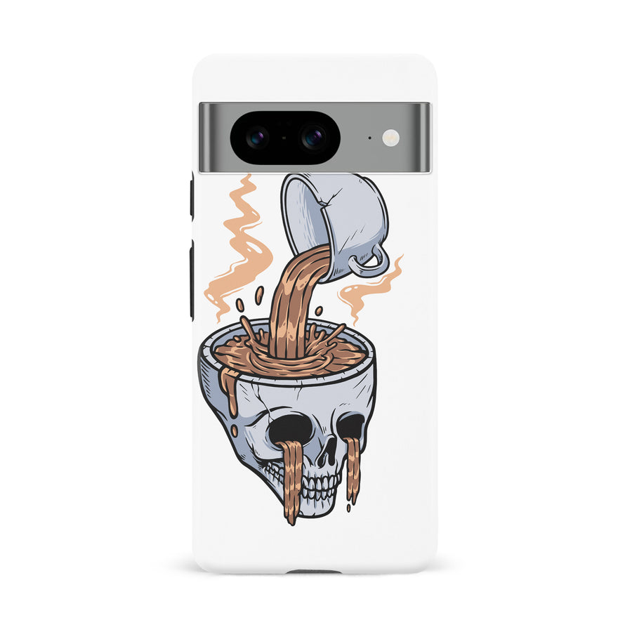 Google Pixel 8 Coffee Goes Straight to Your Head Phone Case in White