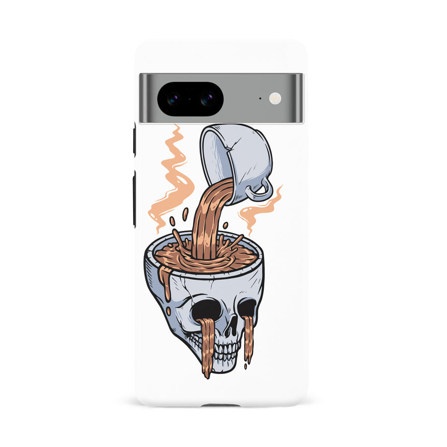 Google Pixel 8A Coffee Goes Straight to Your Head Phone Case in White