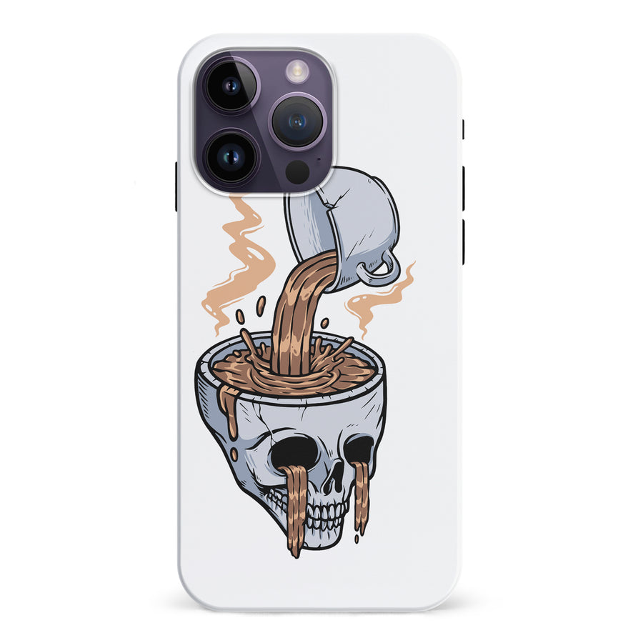 iPhone 15 Pro Coffee Goes Straight to Your Head Phone Case in White