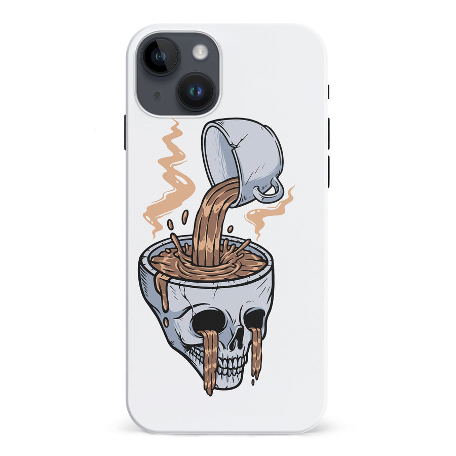 iPhone 15 Plus Coffee Goes Straight to Your Head Phone Case in White