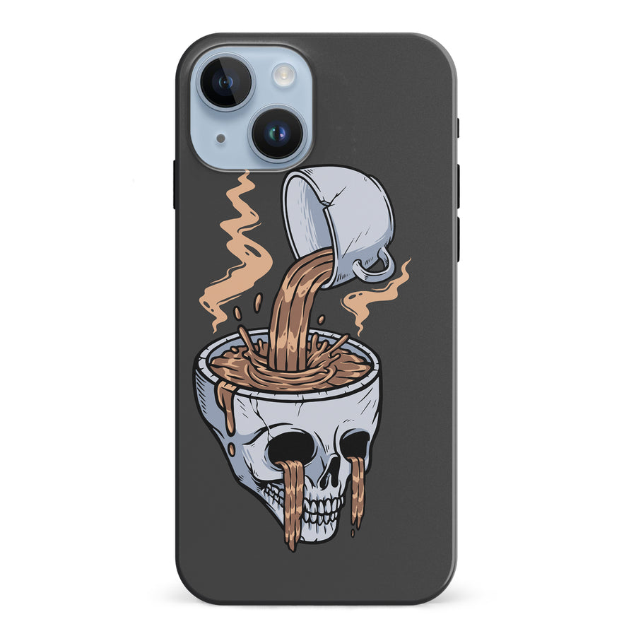 iPhone 15 Coffee Goes Straight to Your Head Phone Case in Black