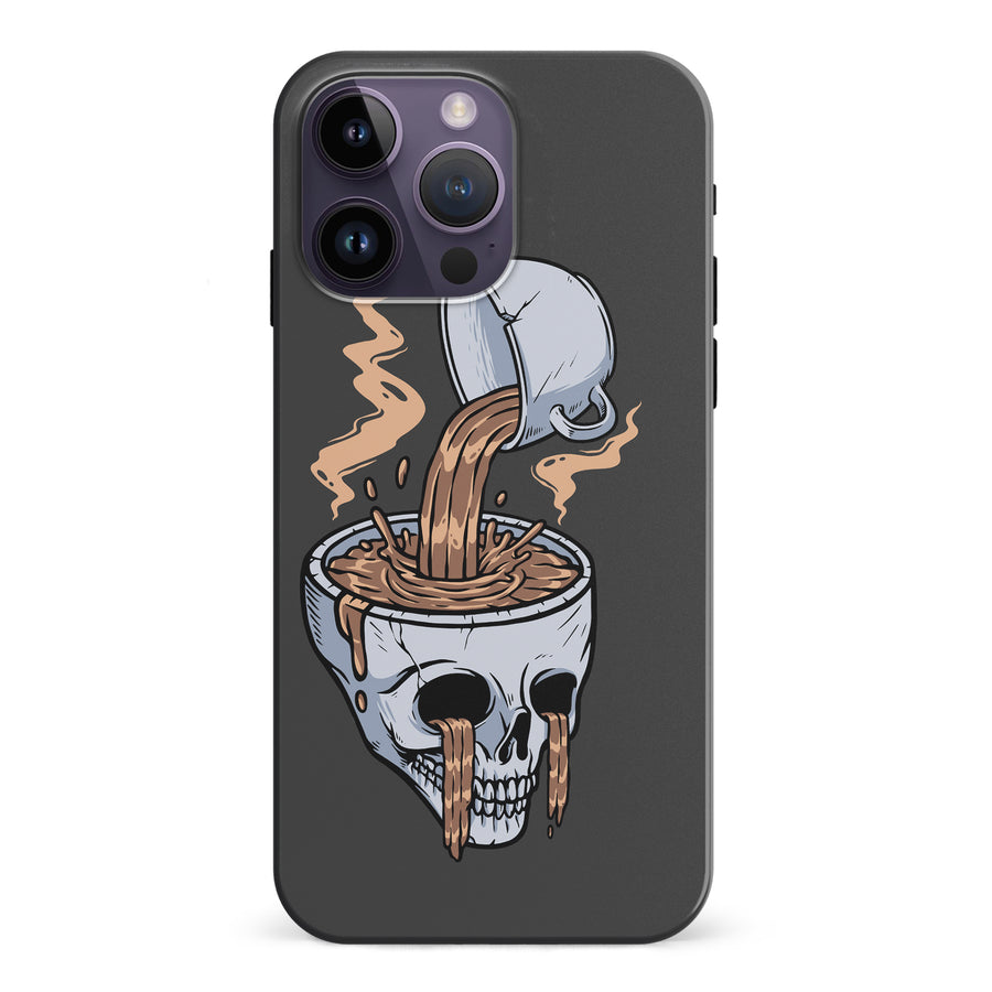 iPhone 15 Pro Coffee Goes Straight to Your Head Phone Case in Black