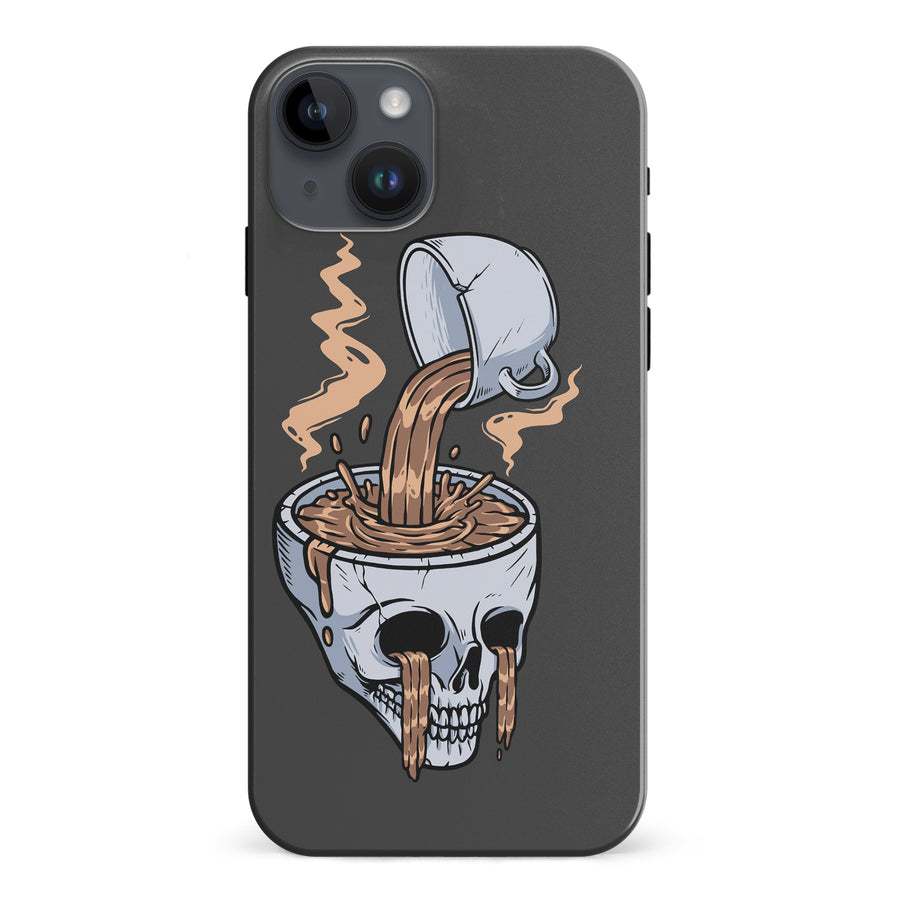 iPhone 15 Plus Coffee Goes Straight to Your Head Phone Case in Black