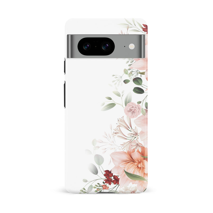 Google Pixel 8 half bloom phone case in white
