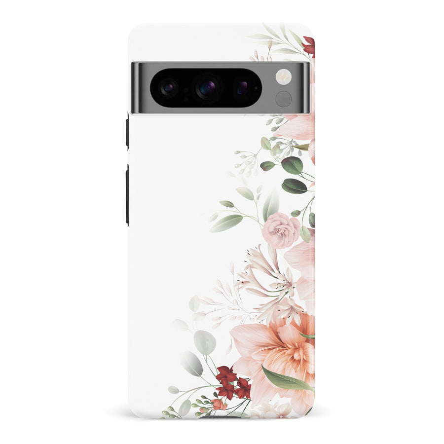 Google Pixel 8 Pro half bloom phone case in white