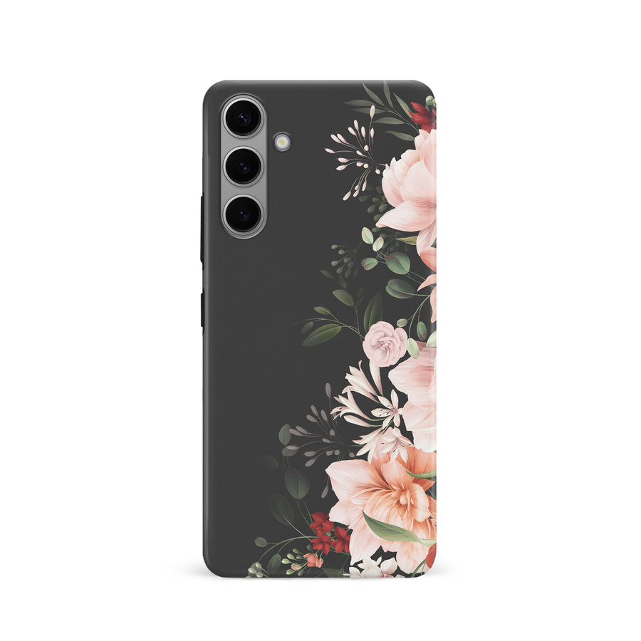 Samsung S24 Half Bloom Floral Phone Case - Black