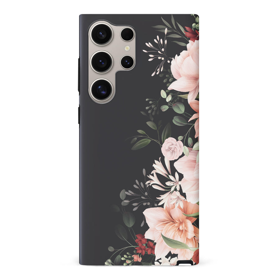 Samsung S24 Ultra Half Bloom Floral Phone Case - Black