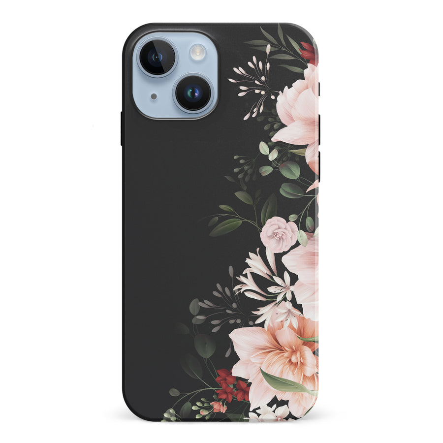 iPhone 15 Floral Phone Case in Black
