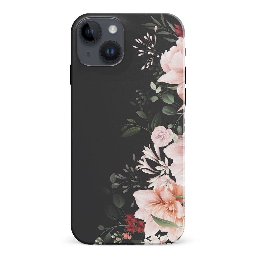iPhone 15 Plus Floral Phone Case in Black