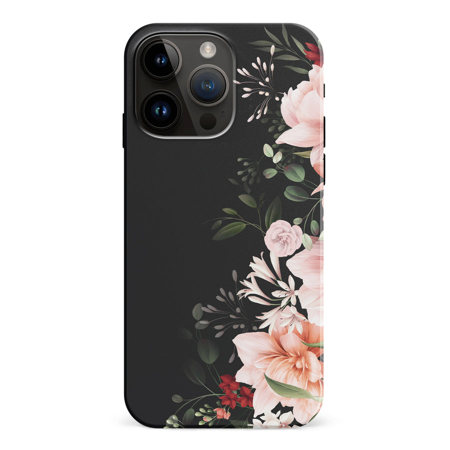 iPhone 15 Pro Max Floral Phone Case in Black