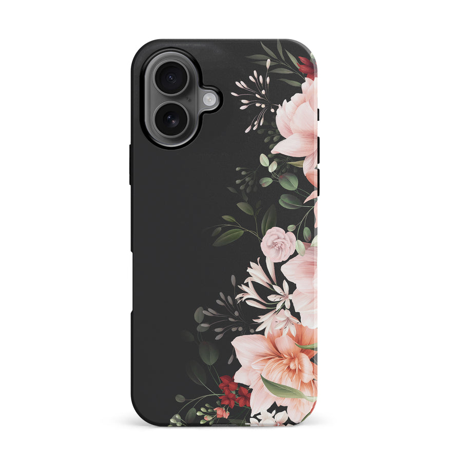 iPhone 16 Floral Phone Case in Black