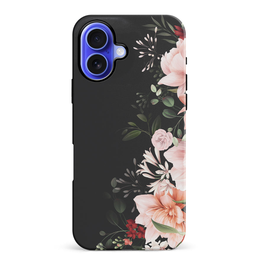 iPhone 16 Plus Floral Phone Case in Black