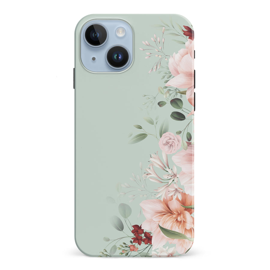 iPhone 15 half bloom phone case in green