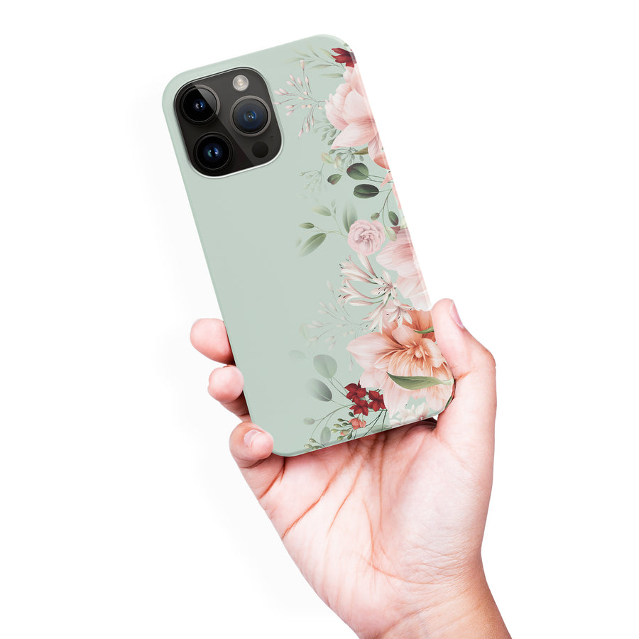 iPhone 15 Pro half bloom phone case in green
