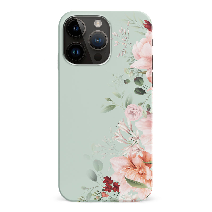 iPhone 15 Pro half bloom phone case in green