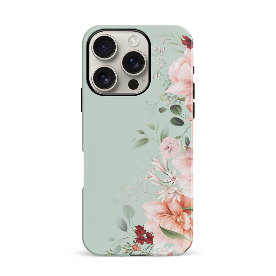iPhone 16 Pro half bloom phone case in green