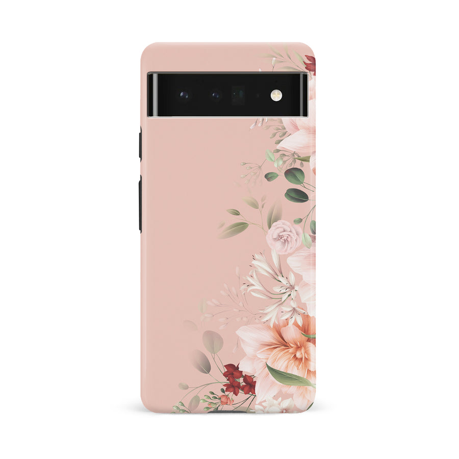 Google Pixel 6A half bloom phone case in pink