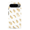 Google Pixel 9 Pro gold fern leaves phone case in white