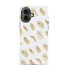 iPhone 16 gold fern leaves phone case in white
