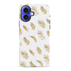 iPhone 16 Plus gold fern leaves phone case in white