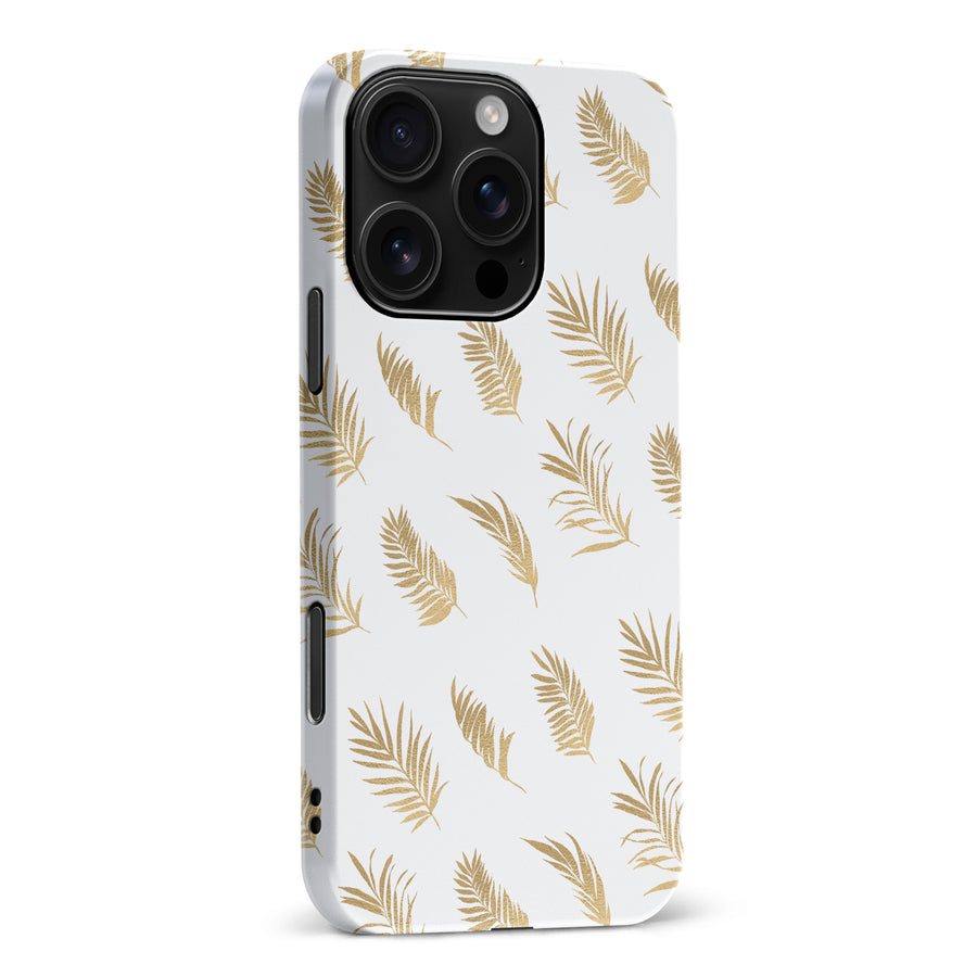 iPhone 16 Pro Max gold fern leaves phone case in white