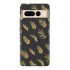 Google Pixel 7 Pro gold fern leaves phone case in black