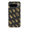 Google Pixel 9 Pro gold fern leaves phone case in black