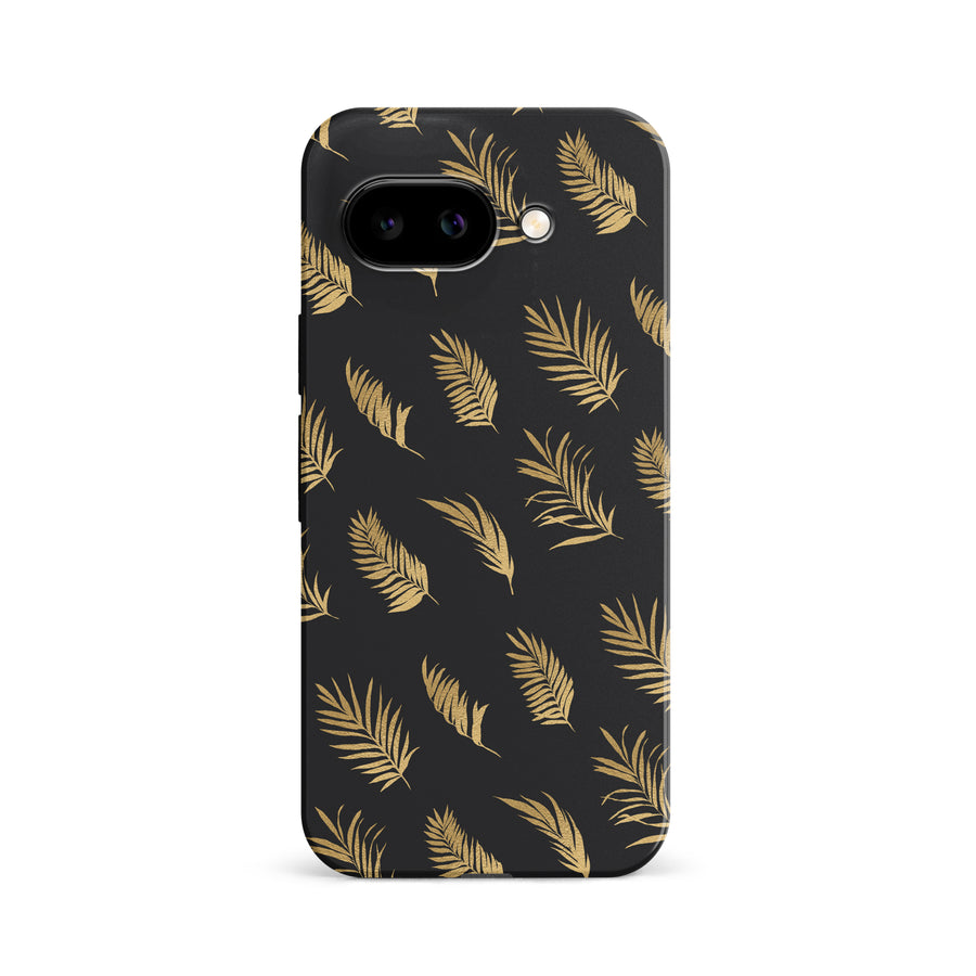 Gold Fern Leaves Floral Phone Case - Black