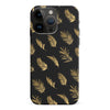 iPhone 15 Pro Max gold fern leaves phone case in black
