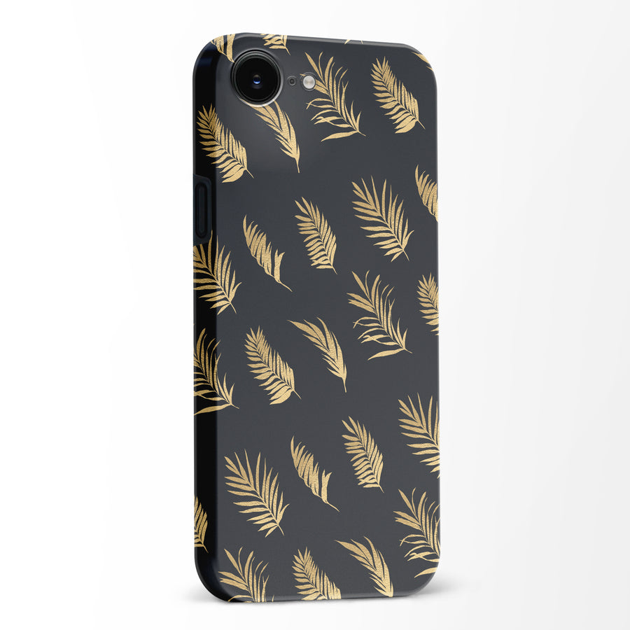 Gold Fern Leaves Floral Phone Case - Black
