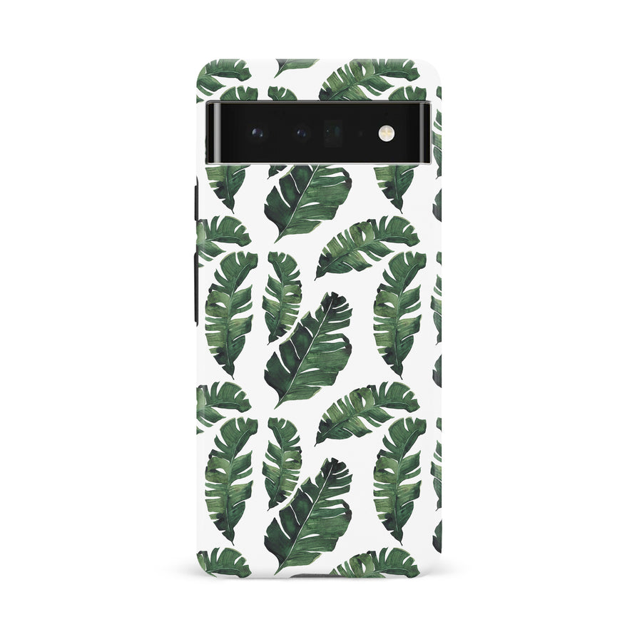 Google Pixel 6A Banana Leaves Floral Phone Case in White