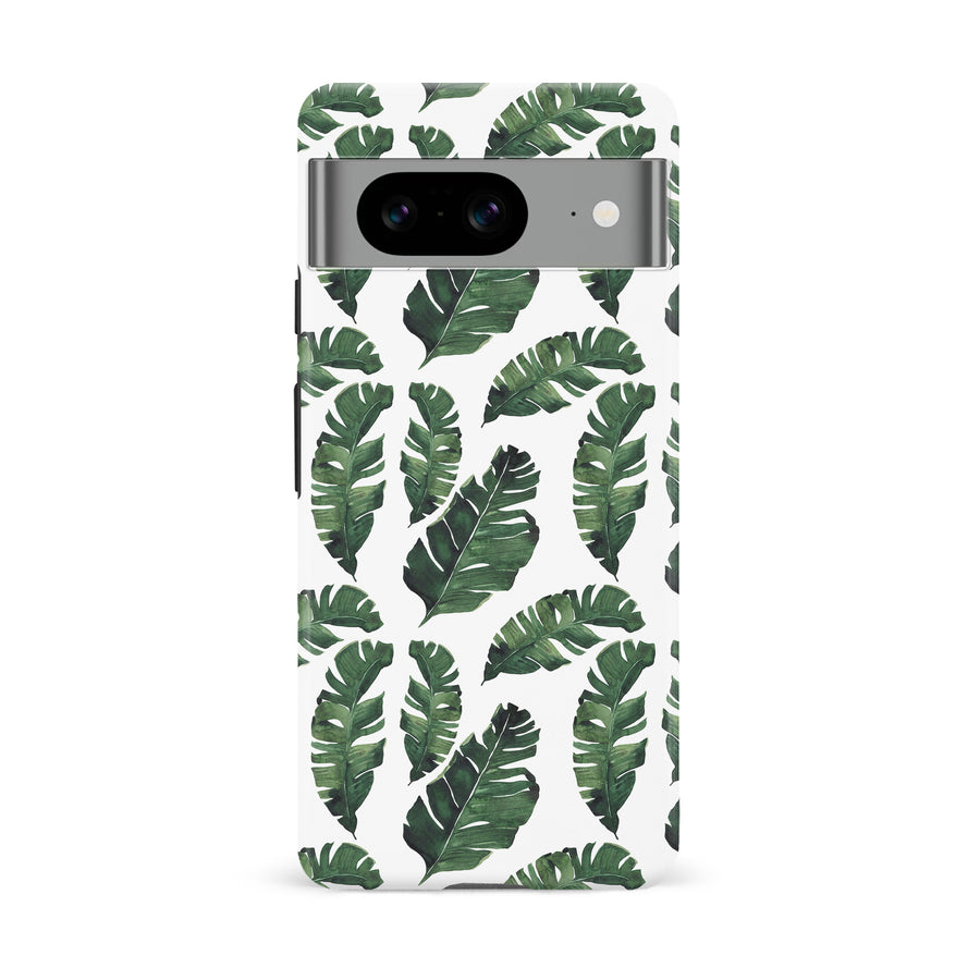 Google Pixel 8 Banana Leaves Floral Phone Case in White