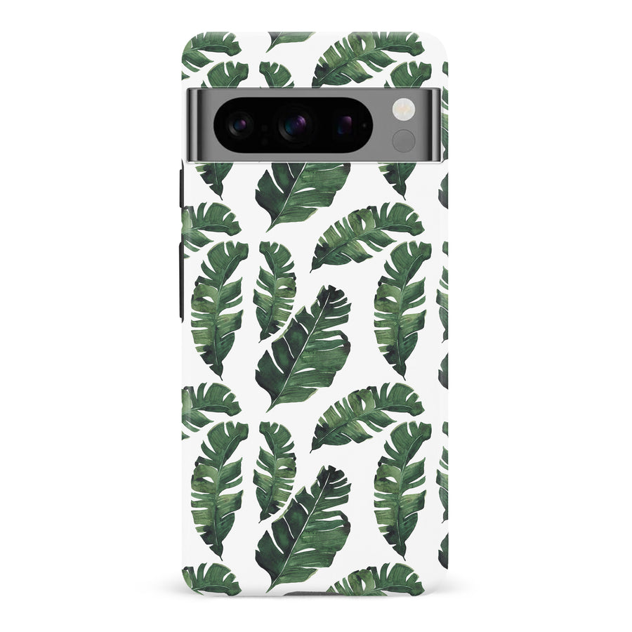 Google Pixel 8 Pro Banana Leaves Floral Phone Case in White