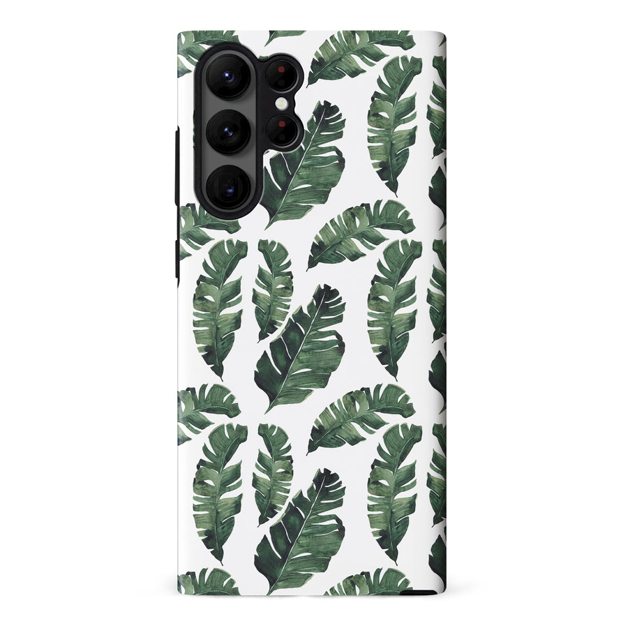 Samsung S23 Banana Leaves Floral Phone Case - White