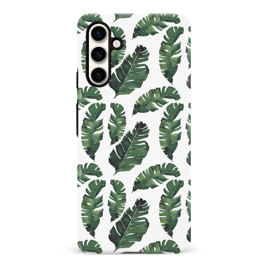 Samsung Galaxy S23 Ultra Banana Leaves Floral Phone Case in White