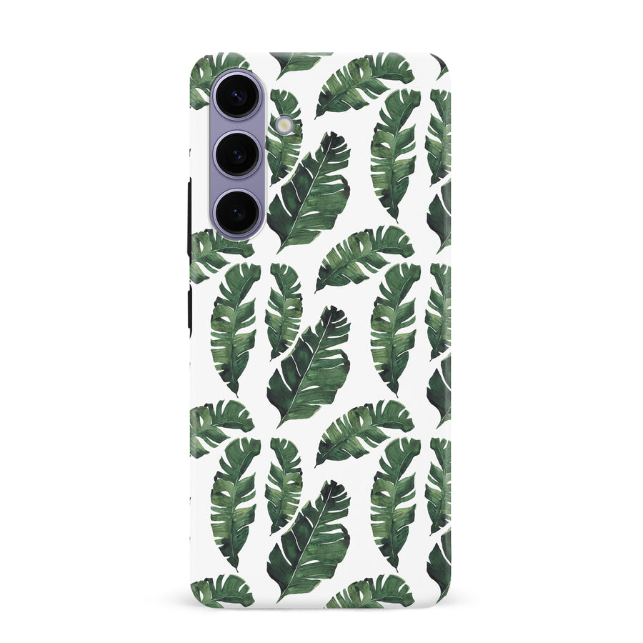 Samsung Galaxy S24 Plus Banana Leaves Floral Phone Case in White