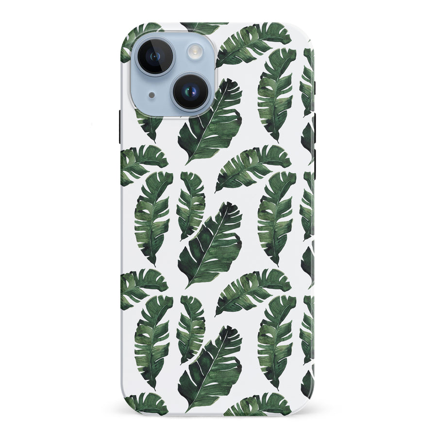 iPhone 15 Banana Leaves Floral Phone Case in White