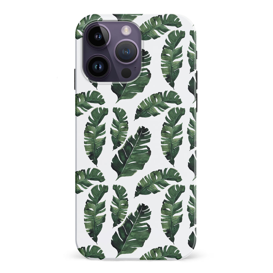 iPhone 15 Pro Banana Leaves Floral Phone Case in White